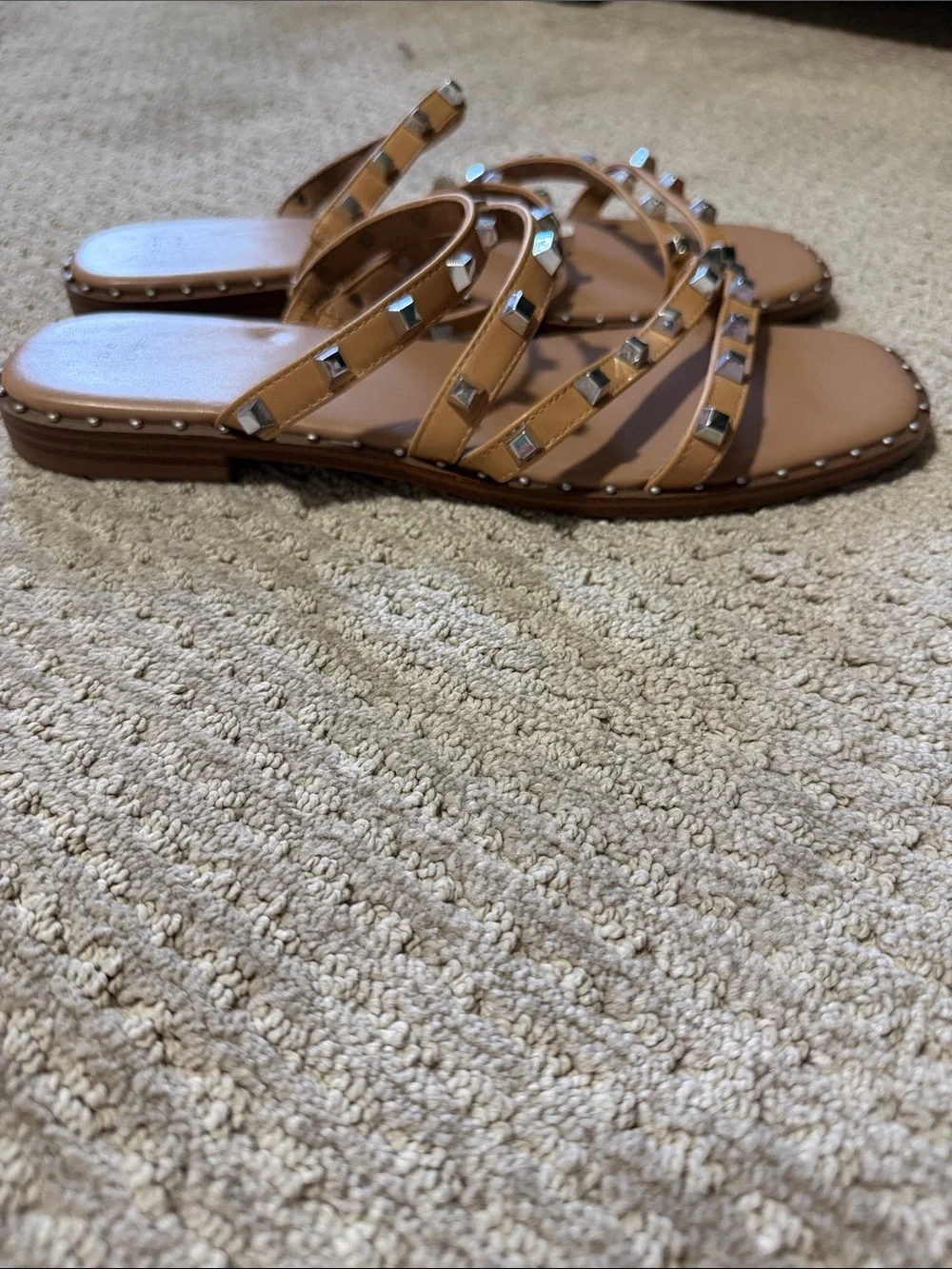 a new day Tan Multi-Strap Studded Slide Sandals